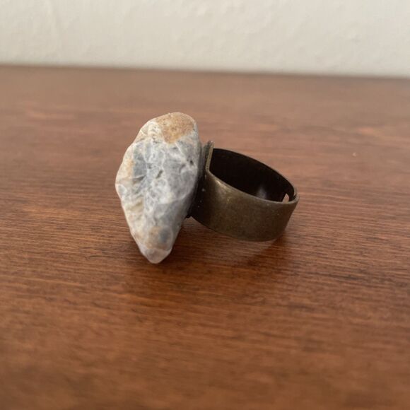 Ocean Rock Ring Sea Beach Pebble Natural Stone Adjustable Band Jewelry‎ Handmade - Picture 7 of 10